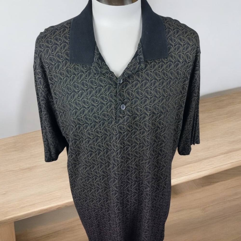 Axist Mens Polo Shirt Sleeve Gold Tone Casual Wear Fashion Size XL City Night